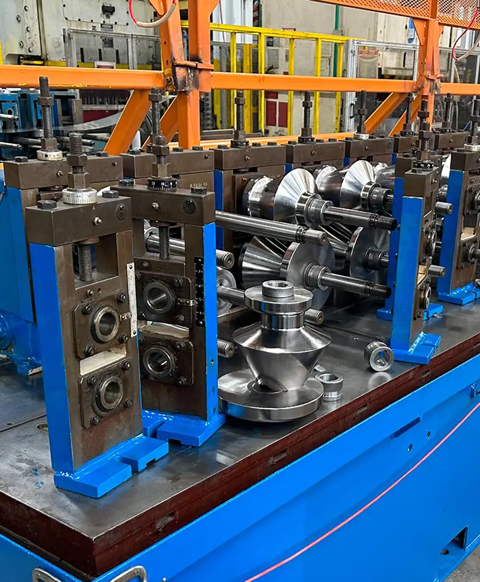 A roll forming machine that hasn't been fully assembled with tooling