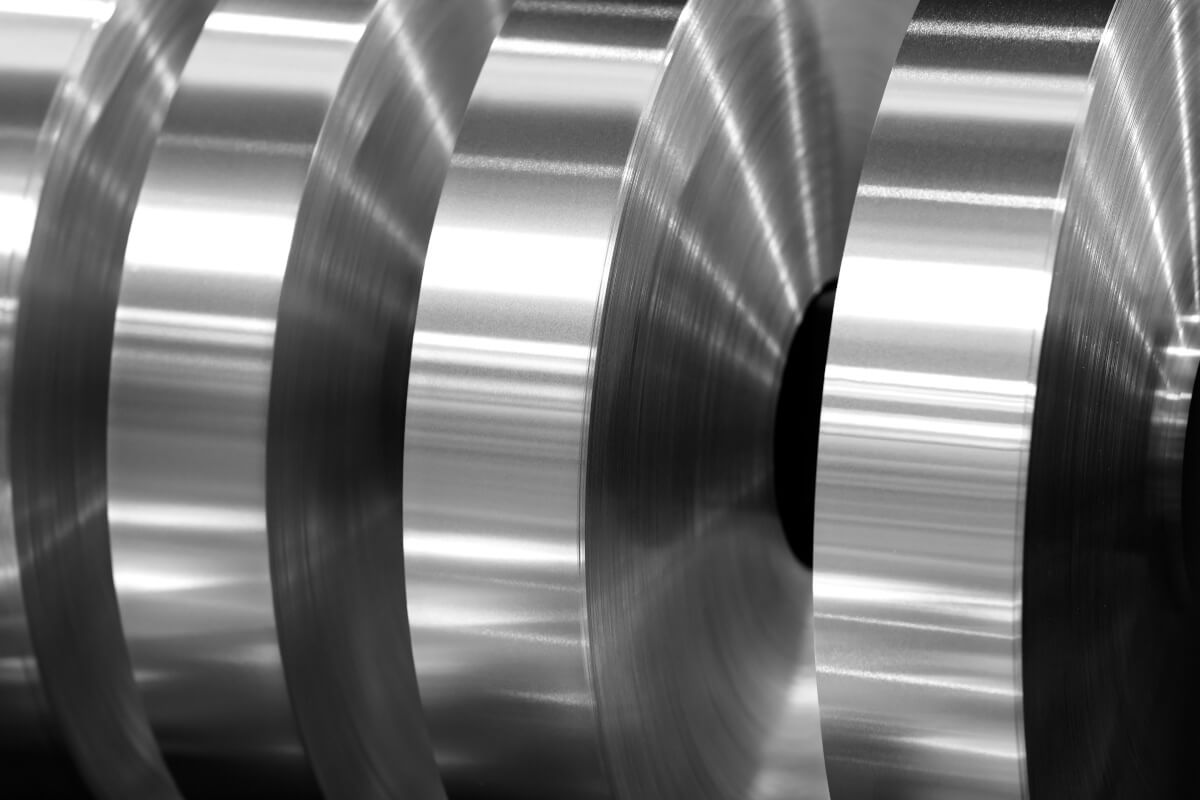 A line of various grades of aluminum rolls